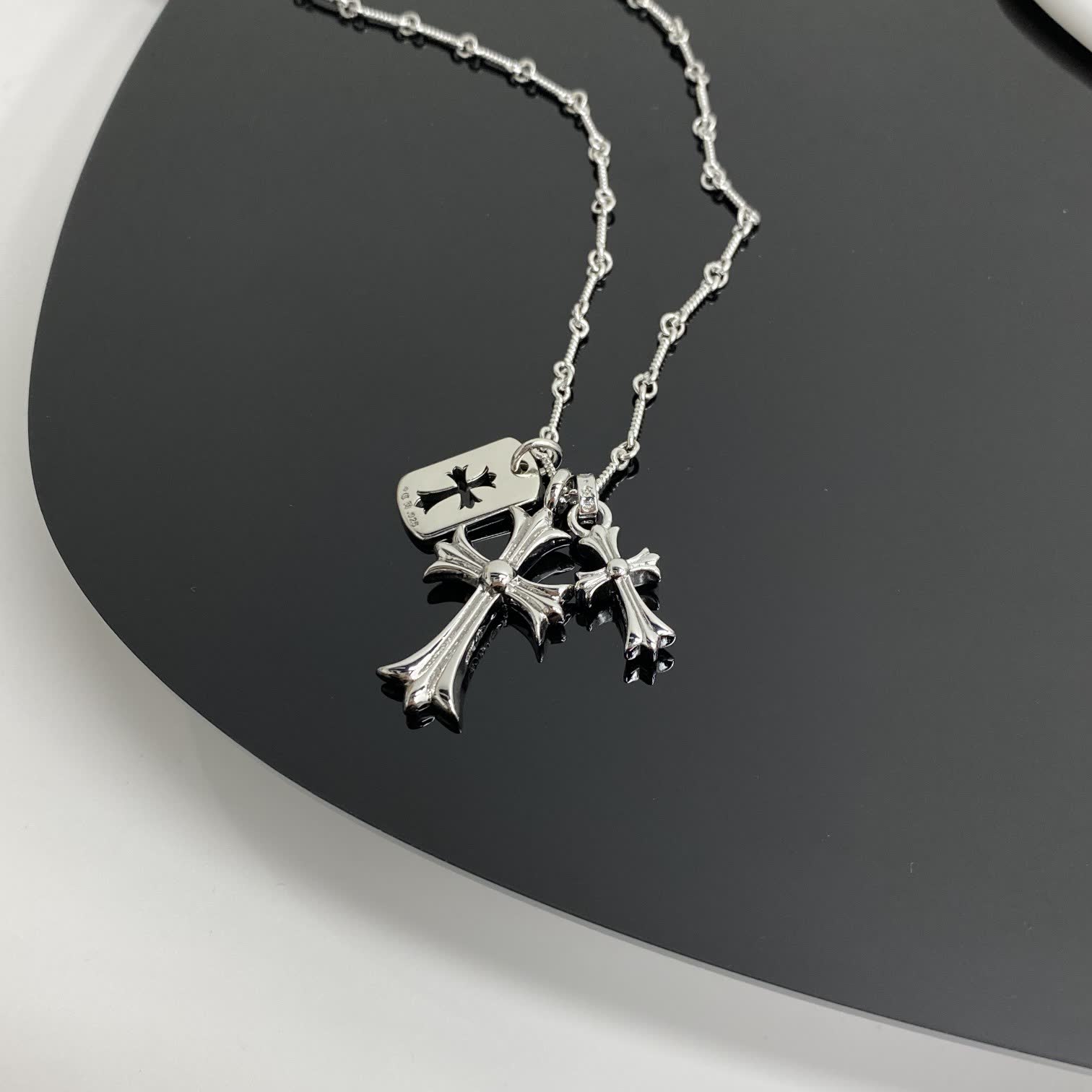 Chrome Hearts Silver Cross Pendant Necklace